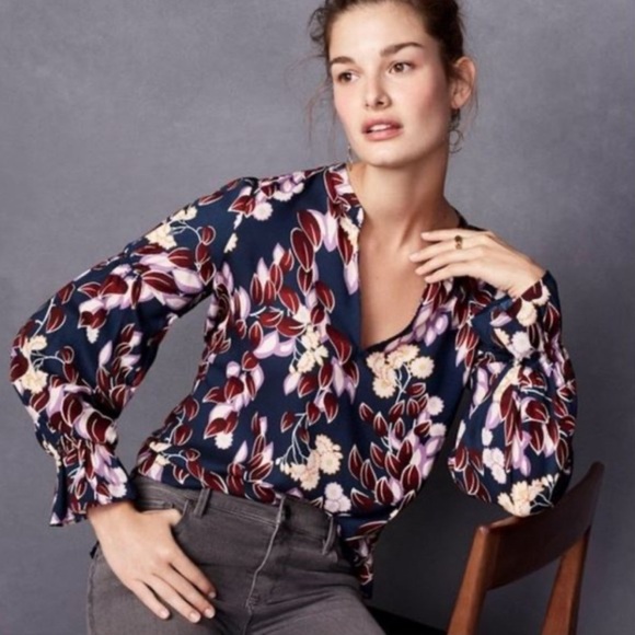 Ann Taylor Tops - Ann Taylor Floral V Neck Blouse